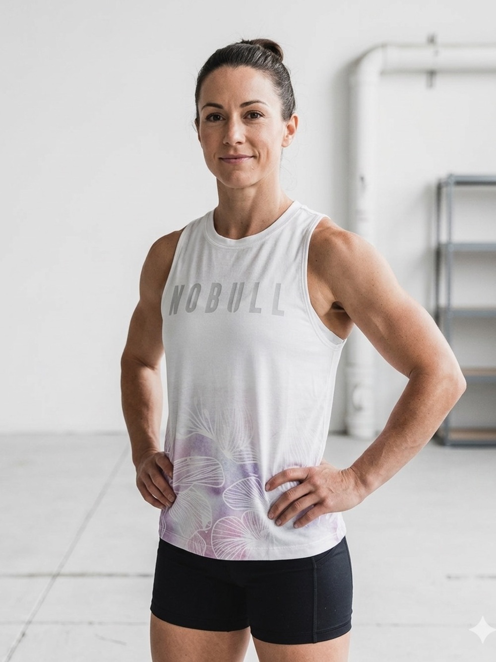 NWT NOBULL Floral Flower High Neck Tank Mulberry Watercolor Floral Medium Purple